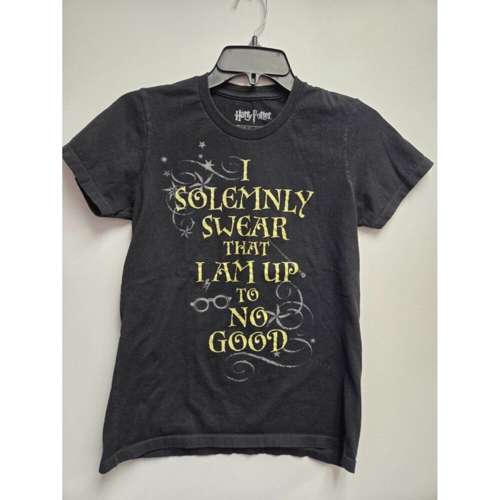 Harry Potter I Solemnly Swear Kids Medium T-Shirt Black Marauders Map M